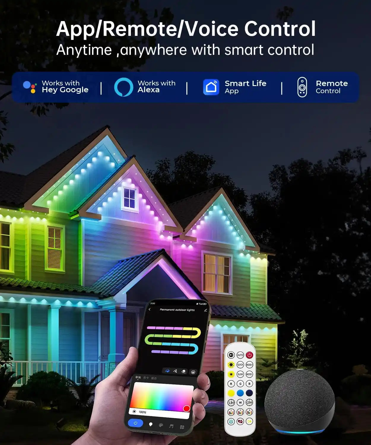 Smart Outdoor LED RGB String Lights