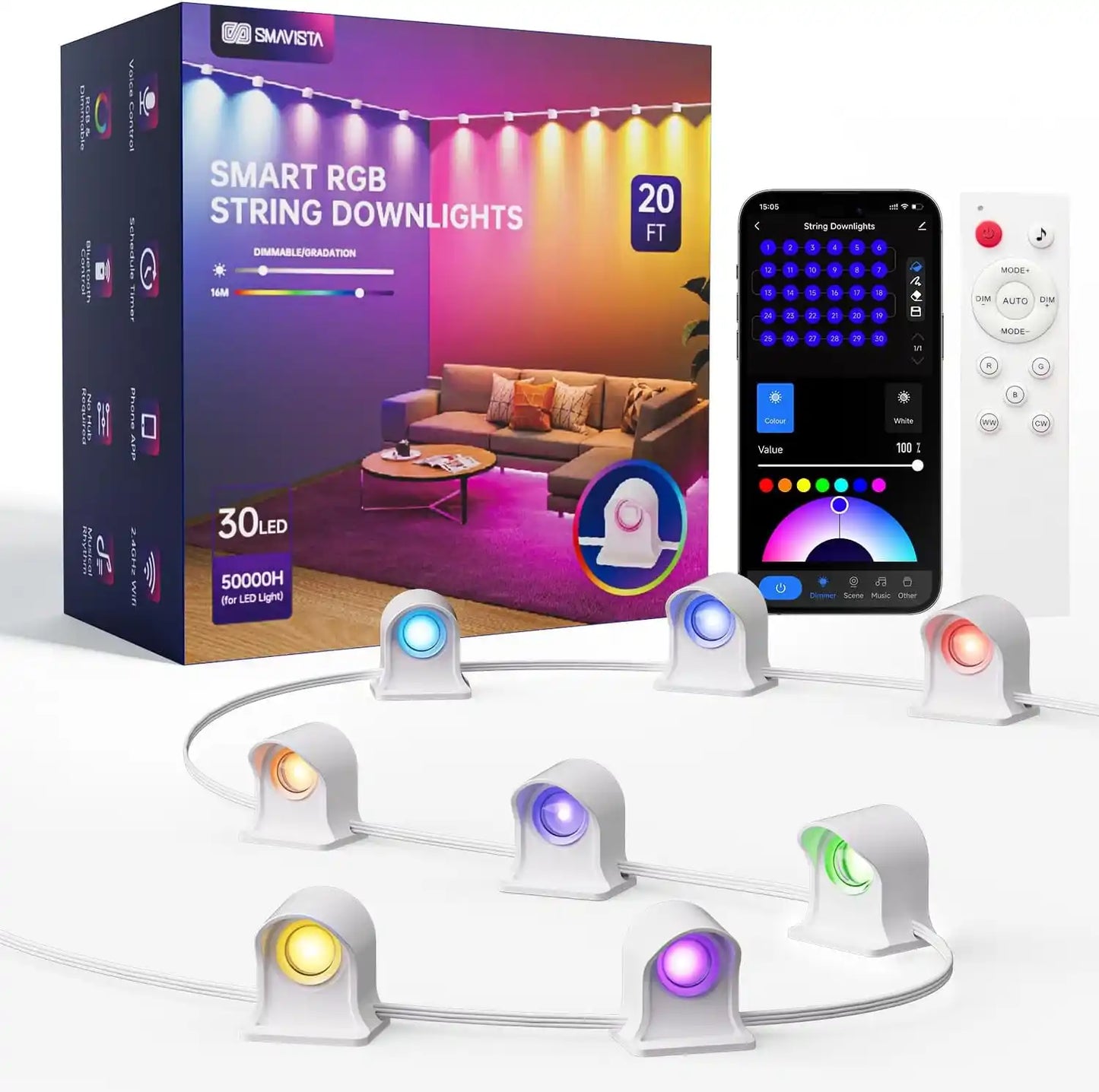 Smart Indoor RGBW LED String Lights