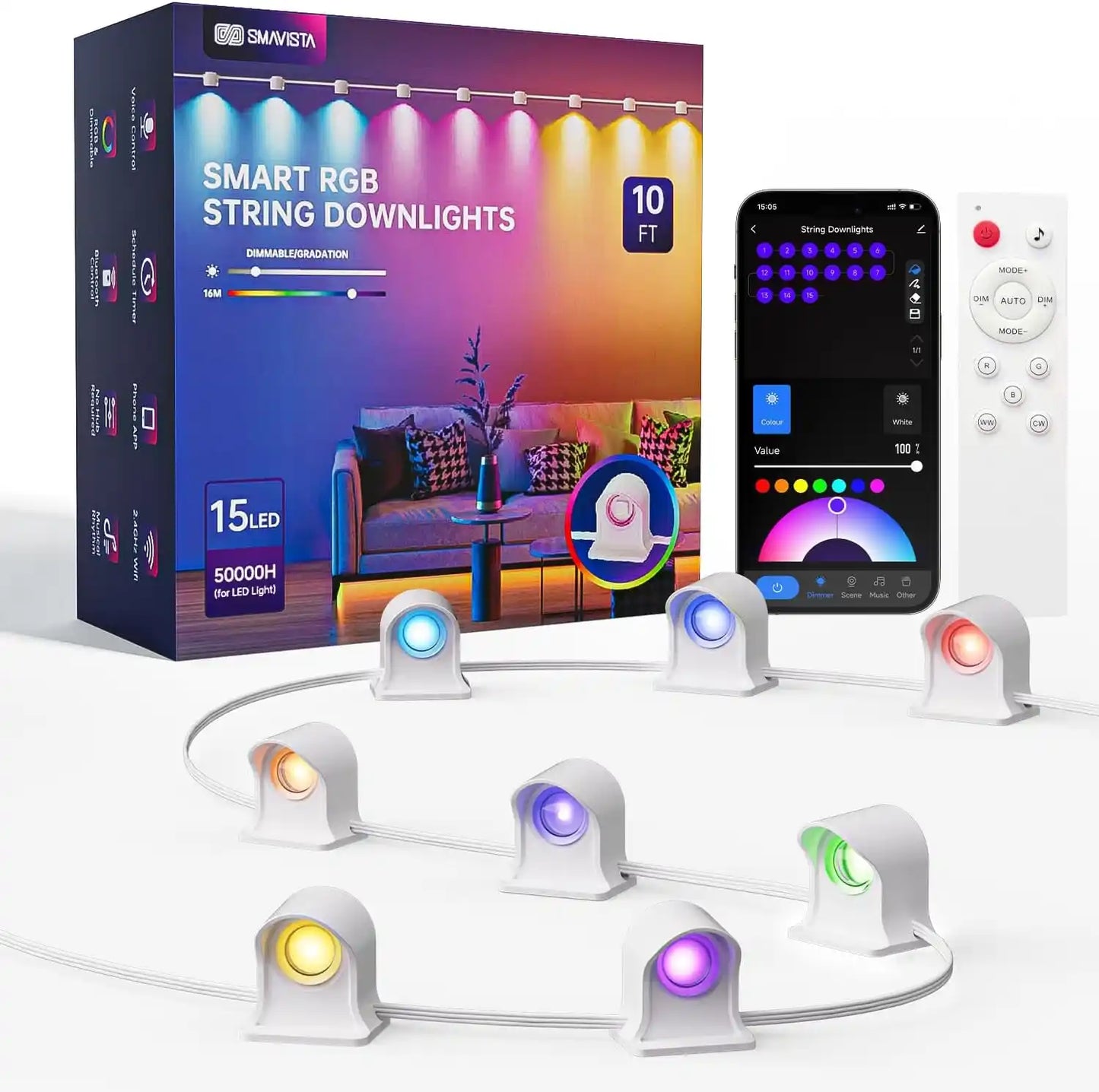 Smart Indoor RGBW LED String Lights