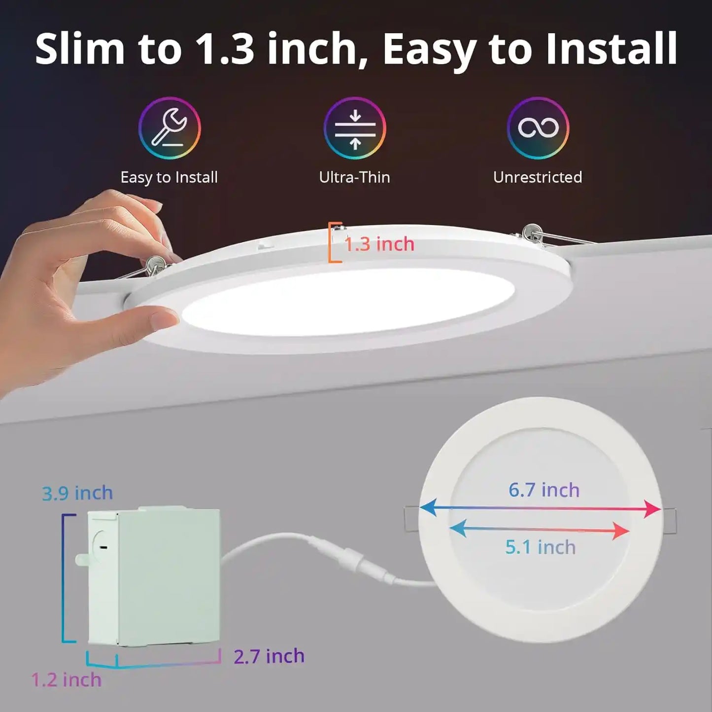 Tuya Smart Recessed Lights 6 Inch, 6Pack
