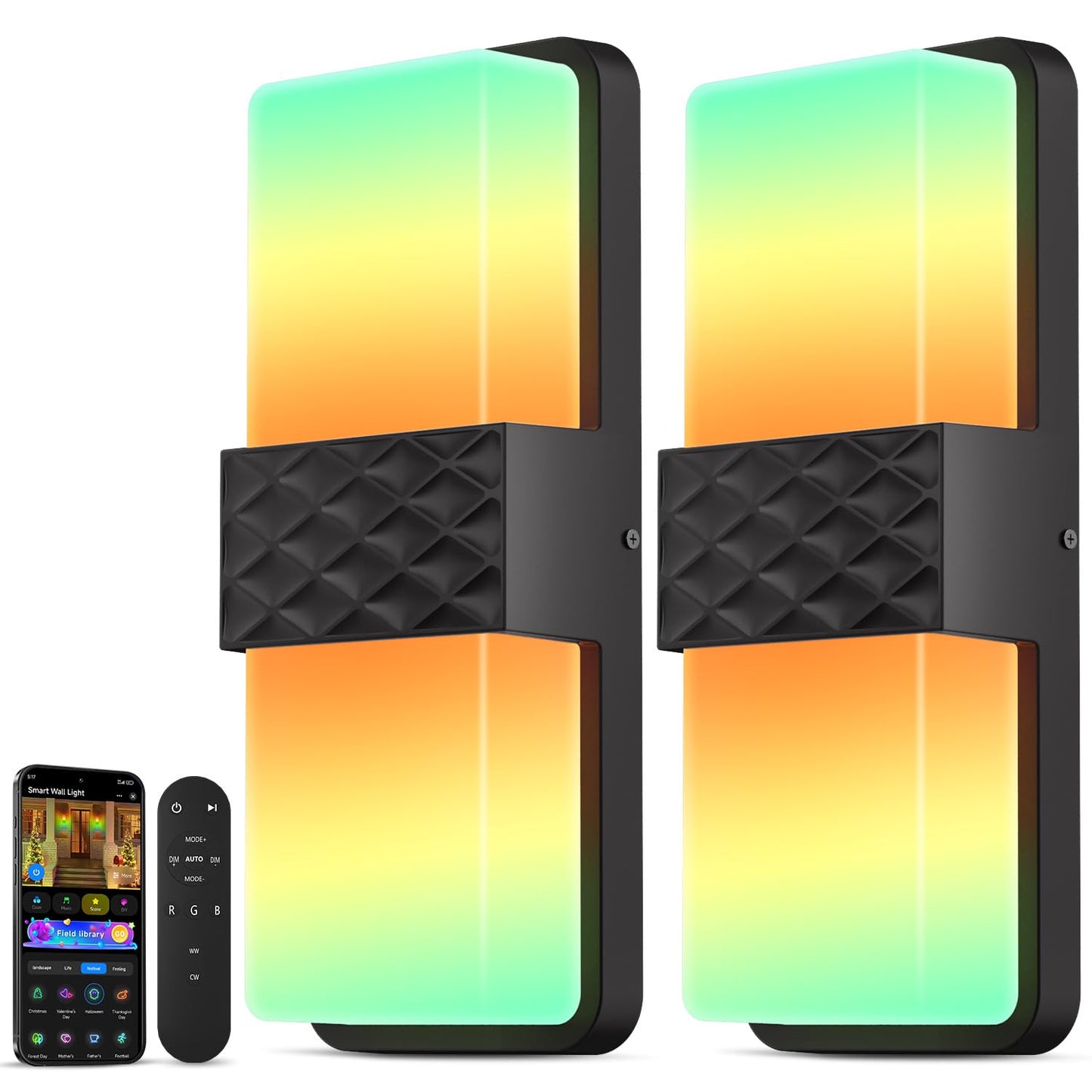 SMAVISTA Smart Outdoor Wall Light with RGB+IC Effects, App & Alexa Control