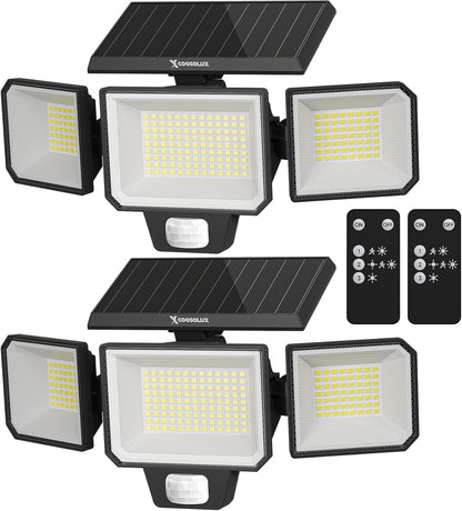 COOSOLUX Solar Motion Sensor Lights with Remote Control 2 Pack