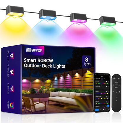 SMAVISTA Smart RGBCW Outdoor Deck Lights – Dual-Lens Waterproof LED Fence Lights with App & Voice Control