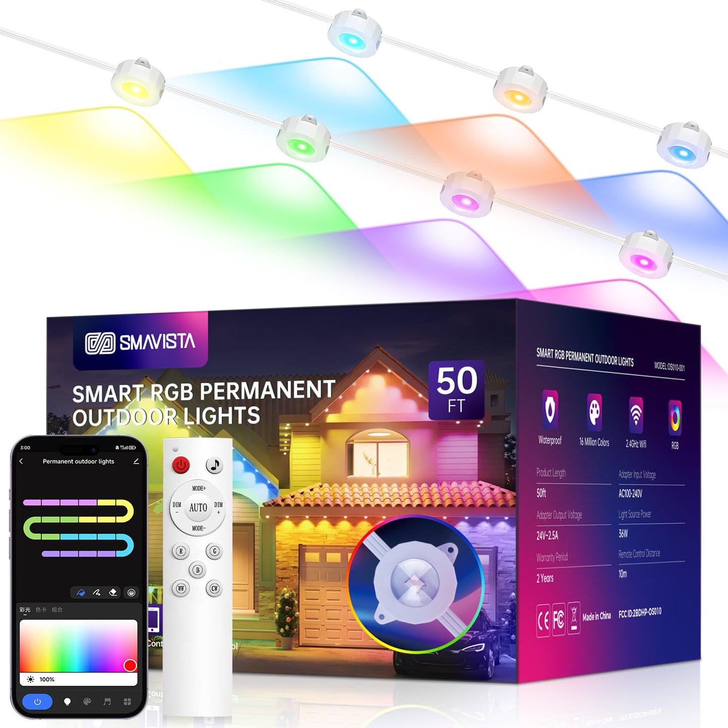 SMAVISTA Smart RGB Permanent Outdoor Lights – App, Voice & Remote Control
