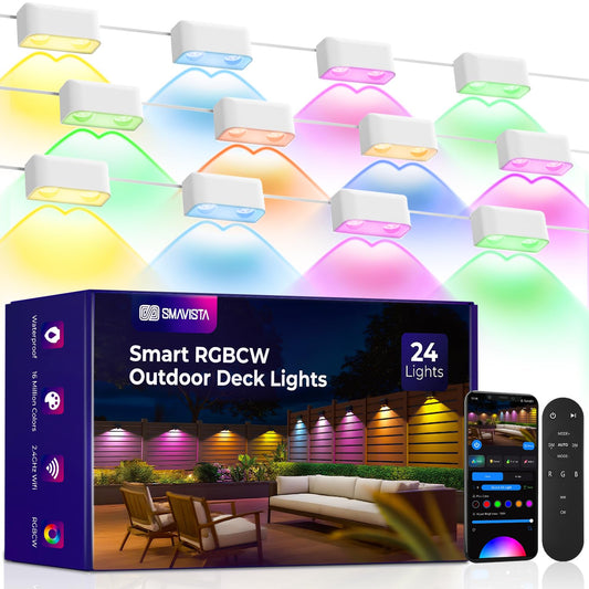 SMAVISTA Smart RGBCW Outdoor Deck Lights – Dual-Lens Waterproof LED Fence Lights with App & Voice Control