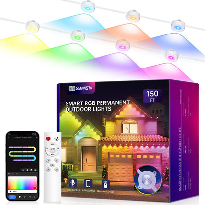 SMAVISTA Smart RGB Permanent Outdoor Lights – App, Voice & Remote Control