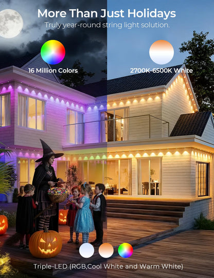 SMAVISTA Smart RGB Permanent Outdoor Lights, App & Voice Controlled Outdoor Eaves Lighting for Year-Round Decor