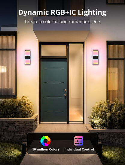 SMAVISTA Smart Outdoor Wall Light with RGB+IC Effects, App & Alexa Control