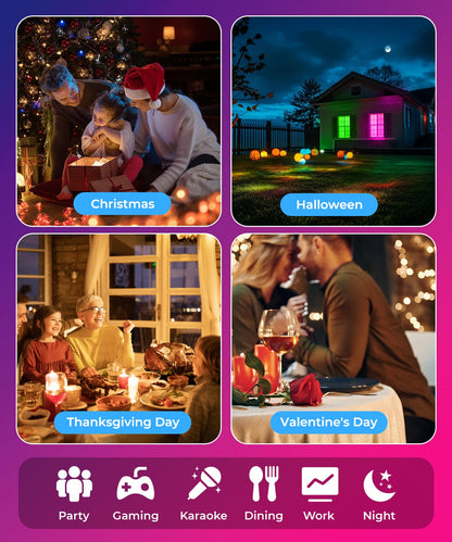 SMAVISTA Smart RGBW+IC String Downlights – 20ft Mood Lighting with 111 Scenes